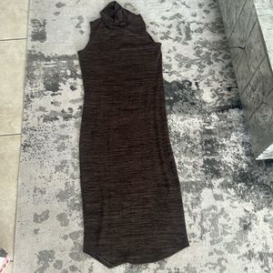 Chelsea & Theodore turtleneck Bodycon midi dress in black and brown marble